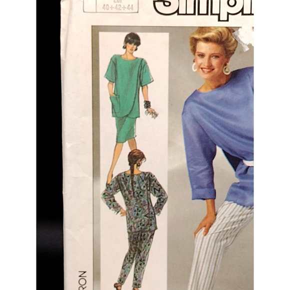 Pattern Simplicity 7383 Easy Sew Pull Over Tunic Skirt Pants 12,14,16 1986 Uncut - Picture 4 of 10